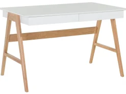 Conjunto De Escritorio Em Branco E Madeira Clara Escalante/Sheslay