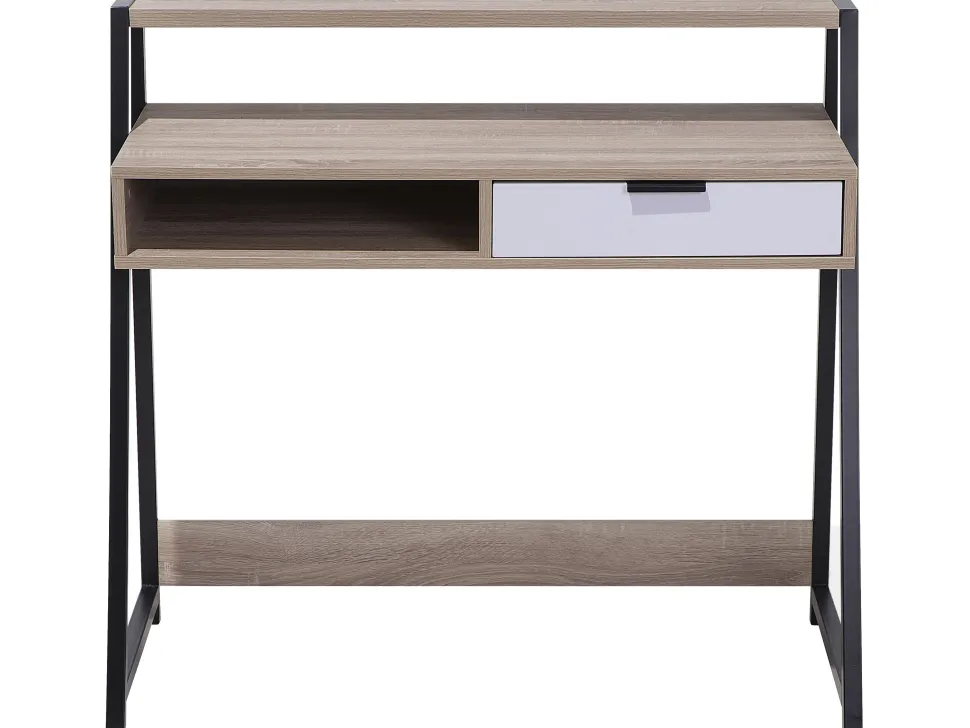 Conjunto De Escritorio Em Madeira Clara E Preto Foster/Calvin