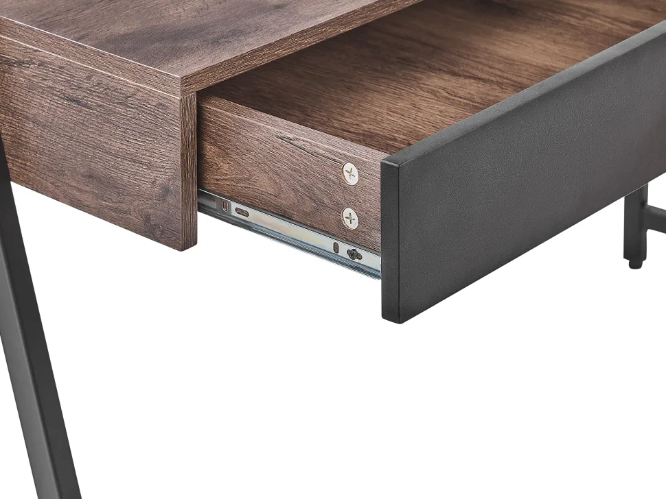 Conjunto De Escritorio Em Madeira Escura E Preto Foster/Harwich