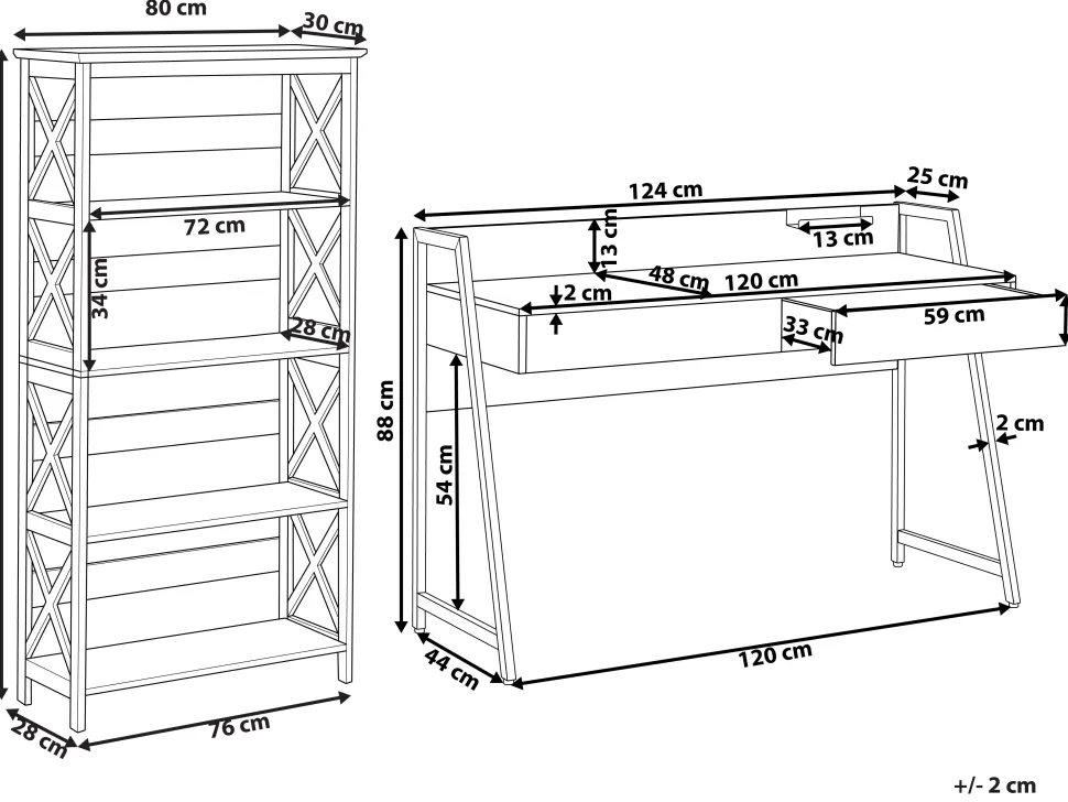 Conjunto De Escritorio Em Madeira Escura E Preto Foster/Harwich