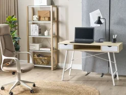 Conjunto De Escritorio Em Branco E Madeira Clara Jenks/Clarita