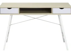 Conjunto De Escritorio Em Branco E Madeira Clara Jenks/Clarita