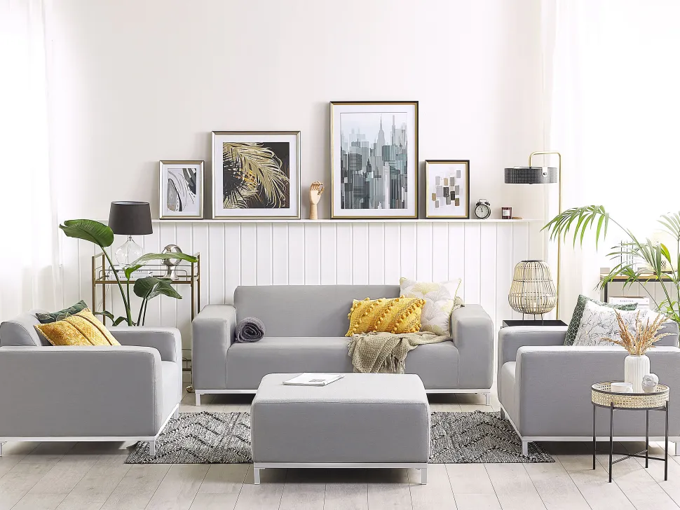 Conjunto De Jardim 5 Lugares Cinzento Claro E Branco Rovigo