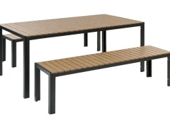 Conjunto De Jardim 6 Lugares Em Aluminio Castanho Claro E Preto Nardo