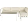 Conjunto De Jardim 5 Lugares Em Aluminio Branco E Almofadas Creme A Esquerda Messina