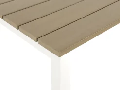 Conjunto De Jardim 5 Lugares Em Aluminio Branco E Almofadas Creme A Esquerda Messina