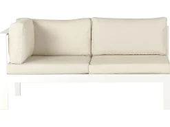 Conjunto De Jardim 5 Lugares Em Aluminio Branco E Almofadas Creme A Esquerda Messina