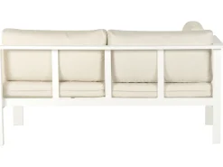 Conjunto De Jardim 5 Lugares Em Aluminio Branco E Almofadas Creme A Esquerda Messina