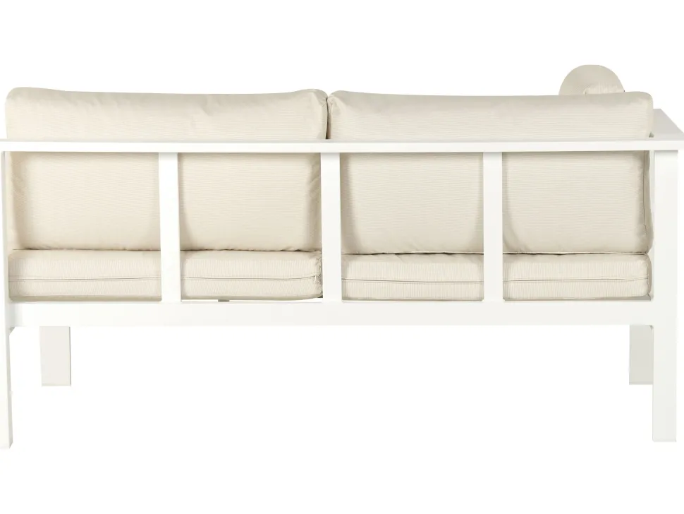 Conjunto De Jardim 5 Lugares Em Aluminio Branco E Almofadas Creme A Esquerda Messina