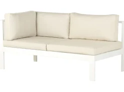Conjunto De Jardim 5 Lugares Em Aluminio Branco E Almofadas Creme A Esquerda Messina