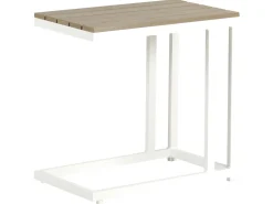 Conjunto De Jardim 5 Lugares Em Aluminio Branco E Almofadas Creme A Esquerda Messina