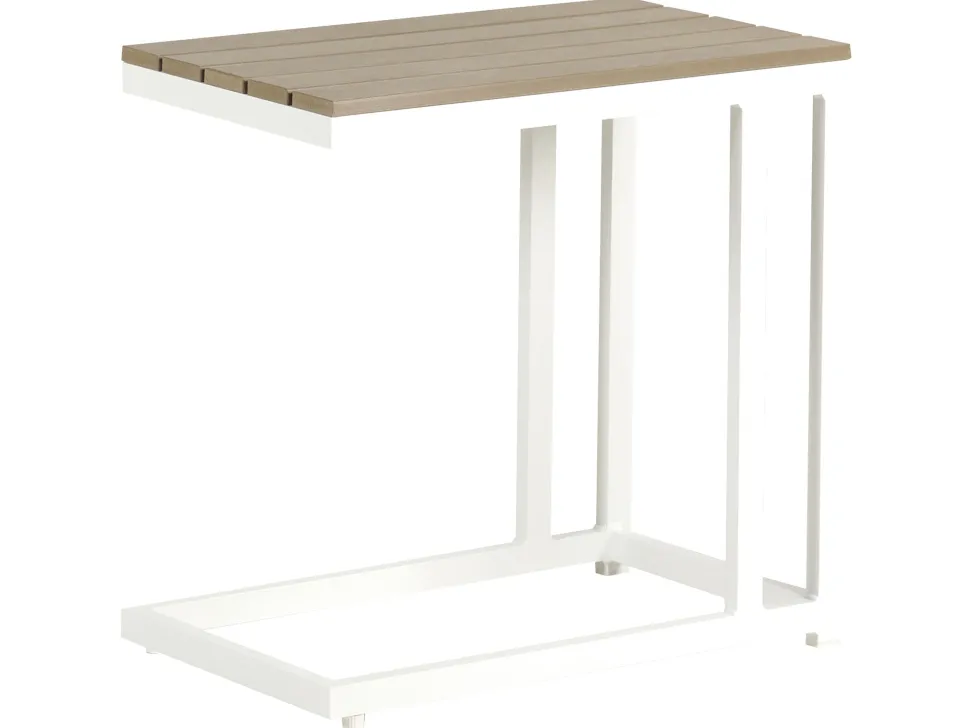 Conjunto De Jardim 5 Lugares Em Aluminio Branco E Almofadas Creme A Esquerda Messina