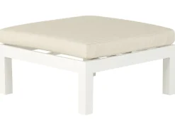 Conjunto De Jardim 5 Lugares Em Aluminio Branco E Almofadas Creme A Esquerda Messina