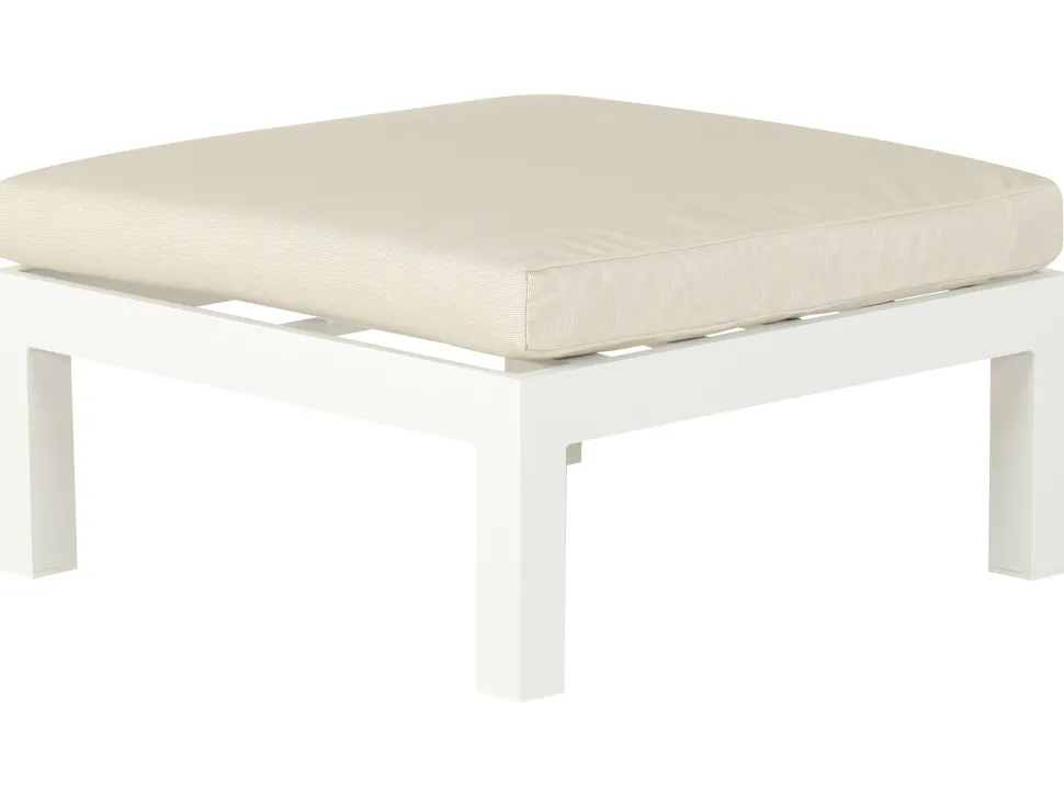 Conjunto De Jardim 5 Lugares Em Aluminio Branco E Almofadas Creme A Esquerda Messina