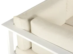 Conjunto De Jardim 5 Lugares Em Aluminio Branco E Almofadas Creme A Esquerda Messina