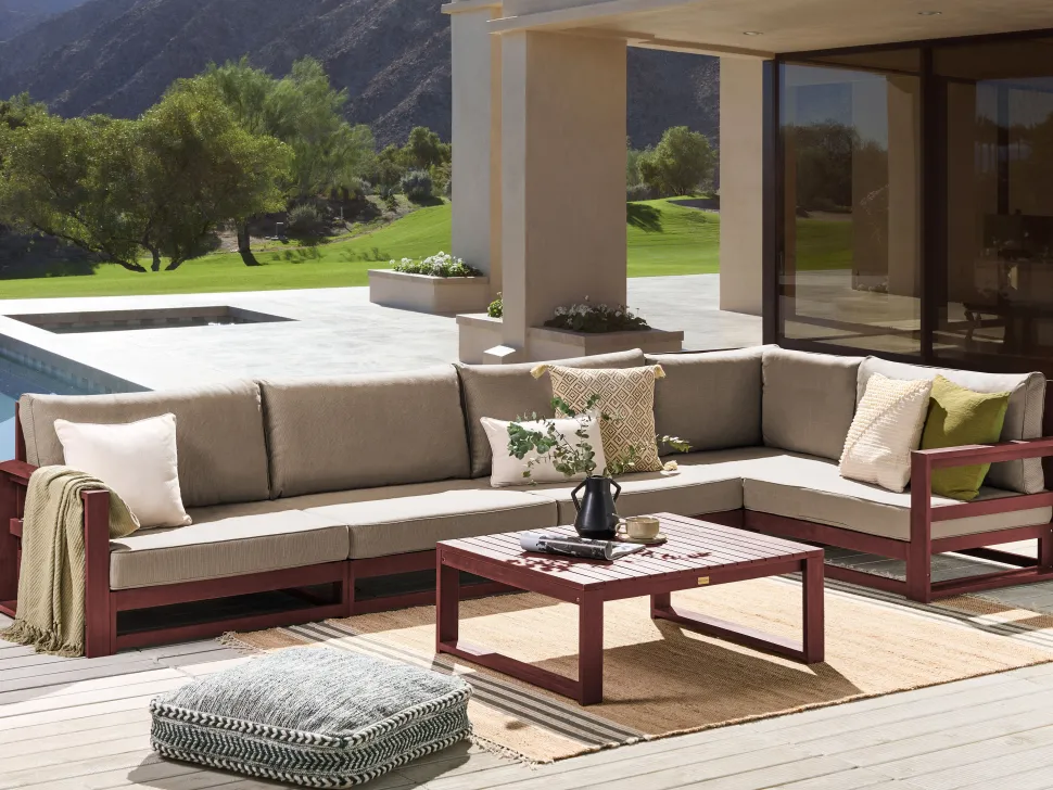 Conjunto De Jardim 5 Lugares Madeira De Acacia Certificada Vermelha Escura Timor Ii