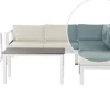 Conjunto De Jardim 5 Lugares Em Aluminio Branco E Almofadas Verdes/Creme A Esquerda Messina