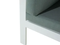 Conjunto De Jardim 5 Lugares Em Aluminio Branco E Almofadas Verdes/Creme A Esquerda Messina