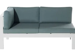 Conjunto De Jardim 5 Lugares Em Aluminio Branco E Almofadas Verdes/Creme A Esquerda Messina