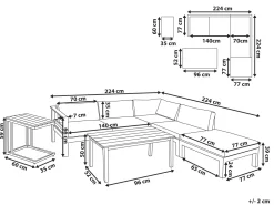 Conjunto De Jardim 5 Lugares Em Aluminio Branco E Almofadas Verdes/Creme A Esquerda Messina