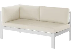 Conjunto De Jardim 5 Lugares Em Aluminio Branco E Almofadas Verdes/Creme A Esquerda Messina