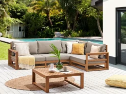 Conjunto De Jardim 4 Lugares Em Madeira De Acacia Clara A Esquerda Timor Ii