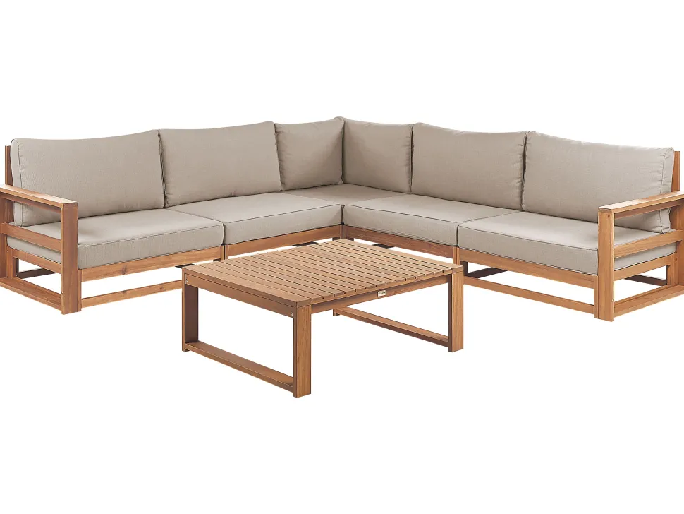 Conjunto De Jardim 5 Lugares Em Madeira De Acacia Clara A Direita Timor Ii