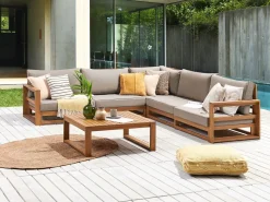 Conjunto De Jardim 5 Lugares Em Madeira De Acacia Clara A Direita Timor Ii