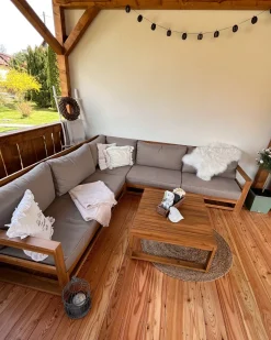 Conjunto De Jardim 5 Lugares Em Madeira De Acacia Clara A Direita Timor Ii