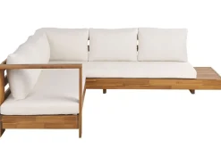 Conjunto De Jardim 5 Lugares Em Madeira De Acacia Branco Creme A Direita Marettimo