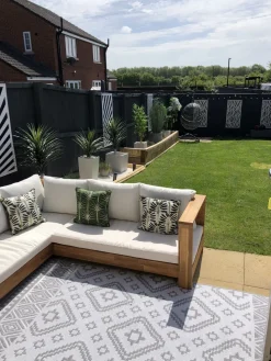 Conjunto De Jardim 5 Lugares Em Madeira De Acacia Branco Creme A Direita Marettimo