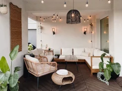 Conjunto De Jardim 5 Lugares Em Madeira De Acacia Branco Creme A Direita Marettimo