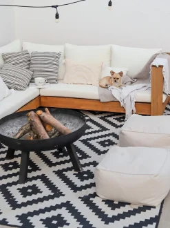 Conjunto De Jardim 5 Lugares Em Madeira De Acacia Branco Creme A Direita Marettimo