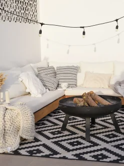 Conjunto De Jardim 5 Lugares Em Madeira De Acacia Branco Creme A Direita Marettimo