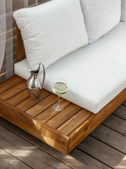 Conjunto De Jardim 5 Lugares Em Madeira De Acacia Branco Creme A Direita Marettimo