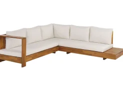 Conjunto De Jardim 5 Lugares Em Madeira De Acacia Branco Creme A Direita Marettimo