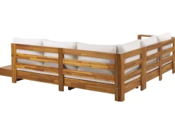 Conjunto De Jardim 5 Lugares Em Madeira De Acacia Branco Creme A Direita Marettimo