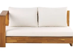 Conjunto De Jardim 5 Lugares Em Madeira De Acacia Branco Creme A Direita Marettimo