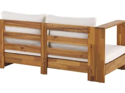 Conjunto De Jardim 5 Lugares Em Madeira De Acacia Branco Creme A Direita Marettimo