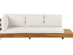 Conjunto De Jardim 5 Lugares Em Madeira De Acacia Branco Creme A Direita Marettimo