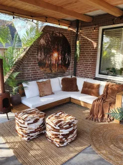 Conjunto De Jardim 5 Lugares Em Madeira De Acacia Branco Creme A Direita Marettimo