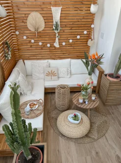 Conjunto De Jardim 5 Lugares Em Madeira De Acacia Branco Creme A Direita Marettimo