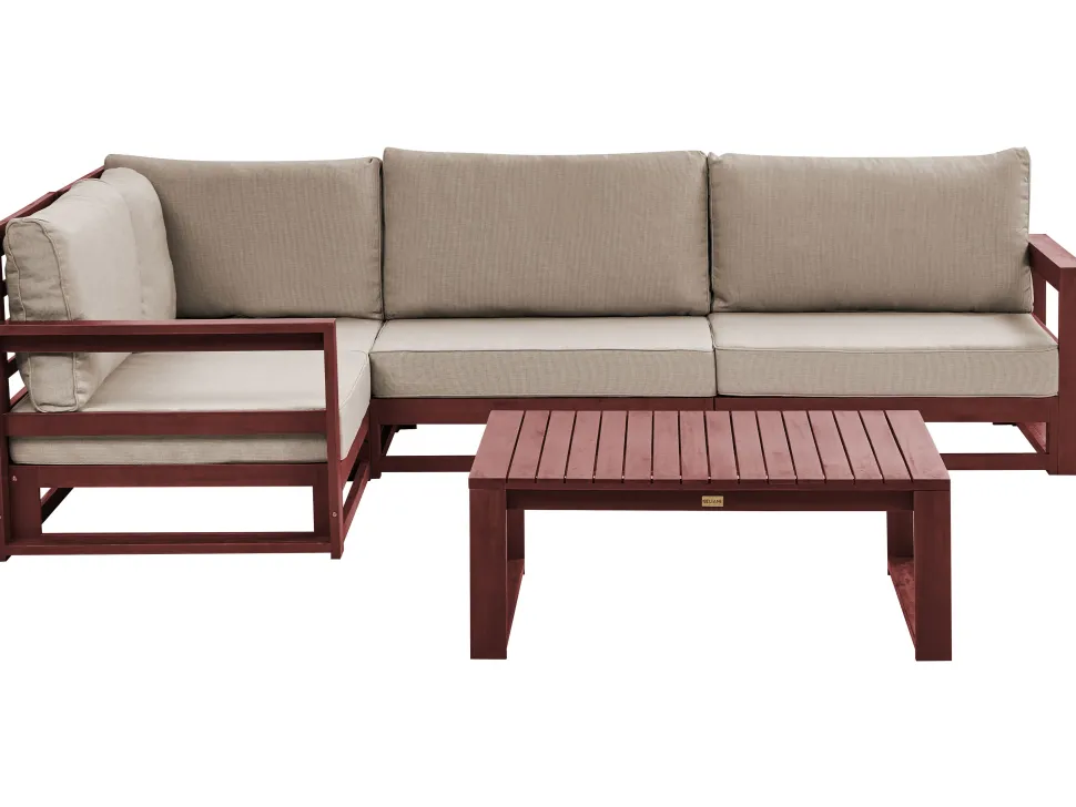 Conjunto De Jardim 4 Lugares Em Madeira De Acacia Vermelha Escura A Direita Timor Ii