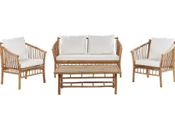 Conjunto De Jardim 4 Lugares Em Madeira Clara De Bambu Maggiore