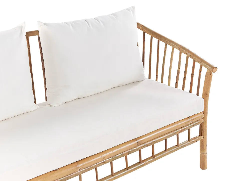 Conjunto De Jardim 4 Lugares Em Madeira Clara De Bambu Maggiore