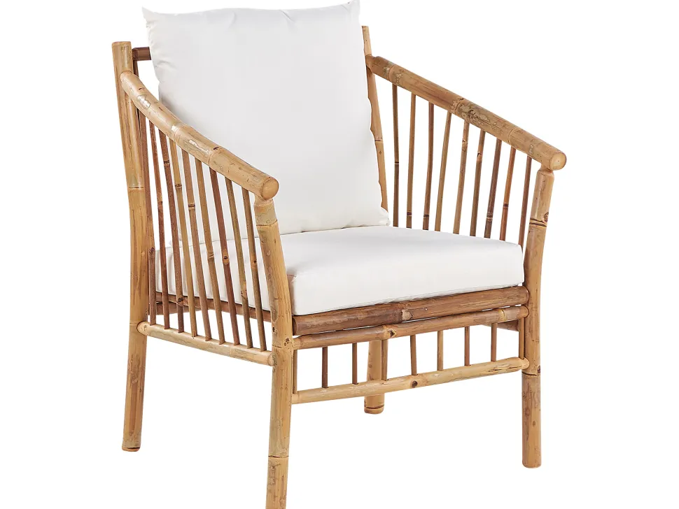 Conjunto De Jardim 4 Lugares Em Madeira Clara De Bambu Maggiore