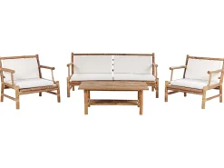 Conjunto De Jardim 4 Lugares Em Madeira Clara De Bambu Riccione