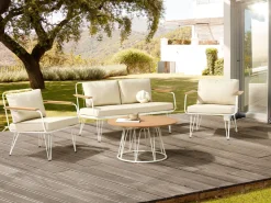 Conjunto De Jardim 4 Lugares Branco E Creme Montesilvano