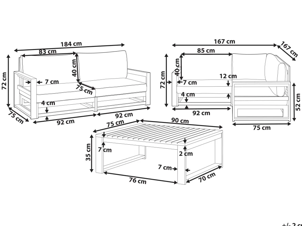 Conjunto De Jardim 4 Lugares Madeira Clara De Acacia Timor Ii