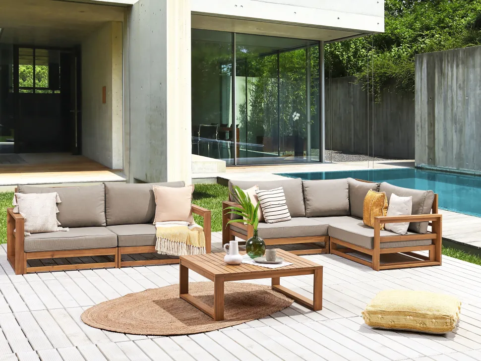 Conjunto De Jardim 4 Lugares Madeira Clara De Acacia Timor Ii